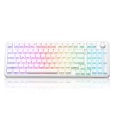 YUNZII X98 96% Wireless Hot Swap Keyboard with Knob (Milky White, Snow) | BT5.0/USB-C/2.4G, RGB G...