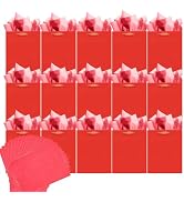 qiqee 24pcs Red Gift Bags with Tissue Paper for Wedding, Birthday, Party Supplies-4.7"x6.3"x2.4" ...