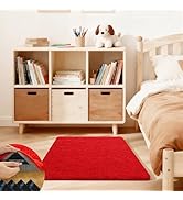 Ehayx Red Rugs for Bedroom, 2x3 Soft Fluffy Small Area Rug for Living Room, Shag Bedside Carpet f...