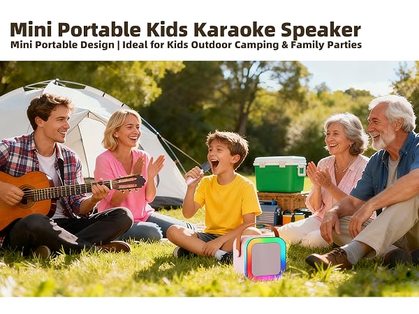 Kids Karaoke Machine for Ages 3-12, Portable Mini Bluetooth Speaker with Two Wireless Microphones