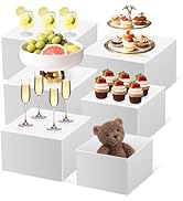 Piopiocoing 6 Pcs Various Size Buffet Risers,Food Risers for Buffet Table,White Acrylic Display R...