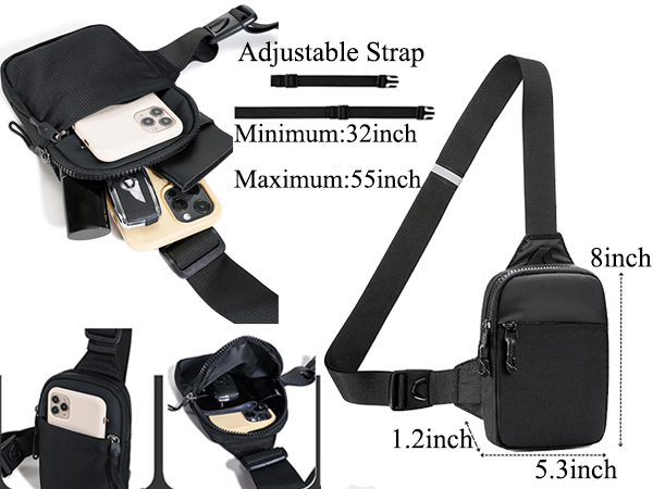 Mini Crossbody Sling Bag Chest Bag Water Resistant shoulder bag Running Phone Holder for Men Women