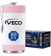 Veco Microfiber Cleaning Cloth Roll with Stainless Steel Holder 80 PCS | Tear Away Reusable Micro...