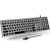 Macally Backlit Mac Keyboard Wired - Quiet, Sleek, and Functional - 3 Brightness Levels, 107 Keys...