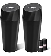 Car Trash Can Bin with Lid - 2 Packs Small Car Garbage Can with 40pcs Trash Bags for Cup Holder -...