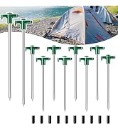 TEOYNGU 10PCS Tent Stakes Heavy Duty Camping Tent Stakes 7Inch Non-Rust Metal Tent Pegs with 10pc...