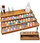 Bougimal Wooden Organizer Rack for Paint by Numbers Kits, Including Storage for 78 Pots & 35 Brus...