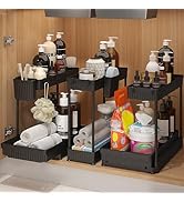 Sevenblue 3 Pack Under Sink Organizer L-shape, 2-Tier Sliding Bathroom Organizer Multi-purpose Ki...
