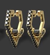 KZZENKI Gold Huggie Earrings for Women, Diamond Shaped Black Hoop Earrings Men Cubic Zirconia