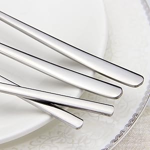 Reusable Metal Flat Long handle Chopstick Spoon