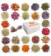 24 Bags Dried Flowers,100% Natural Dried Flowers Herbs Kit for Soap Making, DIY Candle Making,Bat...