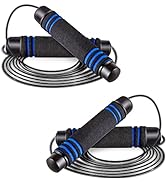 JBM 2 Pieces Jump Rope Weighted Adjustable Skipping Rope for Cardio Crossfit Boxing Fitness, Spee...