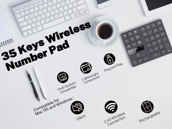 35 Keys Wireless Number Pad