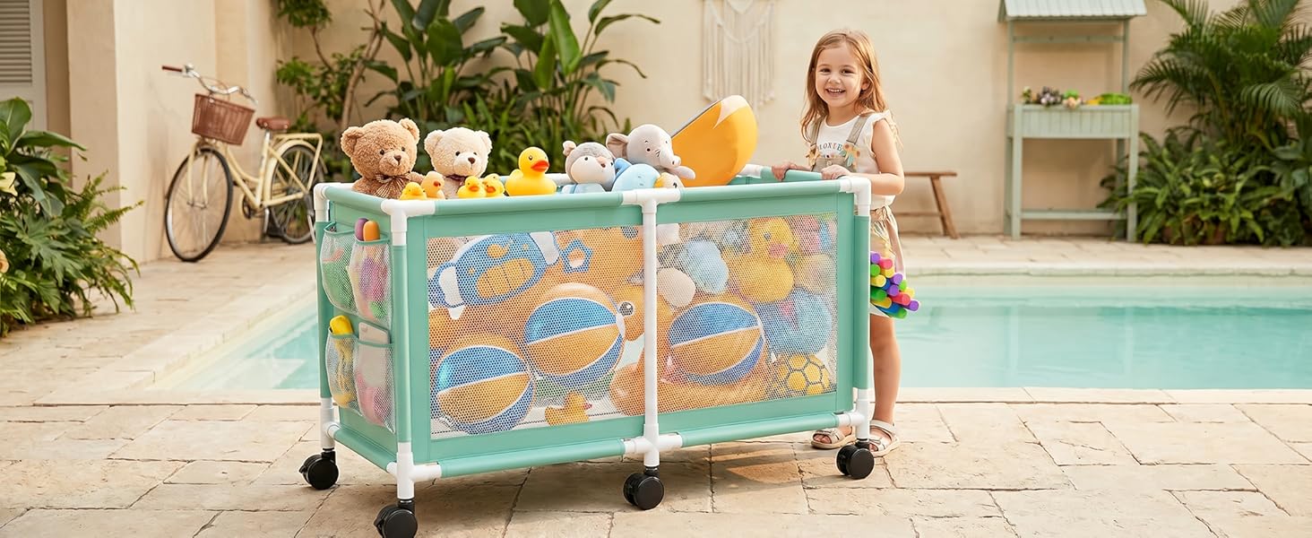 Mint Green Pool Storage Bin