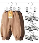 Eunhdet 24 Pack Baby Hangers with Clips, 360°Rotatable Toddler Pant Hangers with Clips, Non-Slip ...