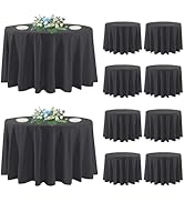 DAKKIONY 10 Pack Round Tablecloth Black 120 Inch, Stain Resistant and Wrinkle Polyester Table Clo...