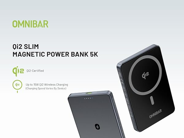 Omnibar Qi2 Slim Magnetic Power Bank 5000mAh