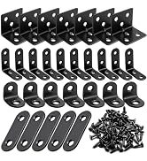 mankk 96PCS Black Straight Flat Metal Bracket & L Corner Brackets Mending Plates Stainless Steel ...