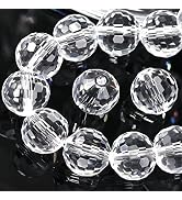 Dowarm 150PCS 6MM Round Crystal Glass Beads for Jewelry Making, Crystal Clear Faceted Crystal Bea...