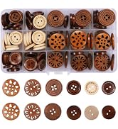 Assorted Wood Buttons for Sewing Crafts, 123Pcs Handmade Mixed Sewing Wooden Buttons with Storage...