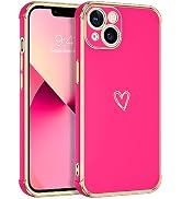 DOMAVER for iPhone 13 Case Luxury Cute Gold Heart for Women Girls, Full Camera Protector Shockpro...
