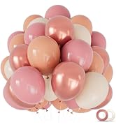 68 Pcs Retro Pink Nude Party Balloons 12Inch Dusty Pink Metallic Rose Gold Balloon Beige Blush La...