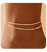Gokeey Gold Anklets Bracelets for Women Waterproof,14K Gold Plated Dainty Layered Anklets Set Ank...
