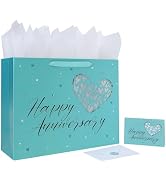 16.5” Extra Large Gift Bag Set with Handles, Greeting Card, Tissue Papers and Stickers for Valent...
