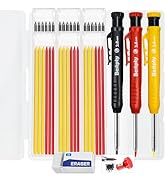 Bestpty 3PCS Carpenter Pencil with Sharpener,Mechanical Carpenter Pencil Set with 39 Refills An e...