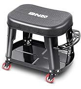 DNA MOTORING TOOLS-00252 Removable Rolling Garage Stool With Seat Cushion & Tool Tray Plate,300lb...