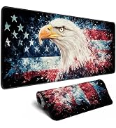 American Flag Eagle Mouse Pad Gaming Desk Pad Independence Day Extra Large XL Mousepad (31.5x11.8...
