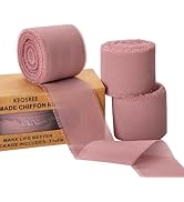 KEOSREE 3 Rolls Dusty Rose Handmade Chiffon Ribbon,1.5" x 21Yd Frayed Fringe Silk Mauve Ribbons (...