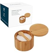 KITCHENDAO Bamboo Salt Cellar Bowl Box Container with Built-in Spoon, Elegant Kitchen Salt Dish H...
