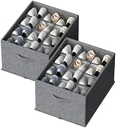 FHSQX 2 Pack Shoe Organizer for Closet,Foldable Shoe Organizer,Fits up to 24 Pairs,Storage Contai...