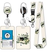 Giancomics Lanyards for Id Badges, Book Black Cat ID Badge Holder with Lanyard Badge Reel Retract...