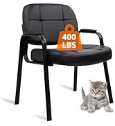 CLATINA Big & Tall 400 lbs Waiting Room Guest Chair, Leather Office Reception Chair No Wheels wit...