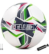 Soccer Ball Size 5 Size 4 with Pump Deflated, Official Size and Weight Long-Lasting Soccer Ball f...