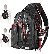Ghosthorn Fishing Backpack Tackle Sling Bag-Backpack with Rod Holder- Lightweight Tackle Box Fly ...
