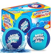 Korlon Tec Skipping Water Balls for Pool, 2 Pack Splash Skip Ball Water Bouncing Ball with Mesh B...