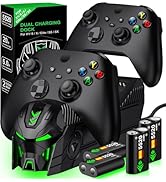 Techerleaf Rechargeable Controller Charger Station with 4X 5520mWh Battery Pack Compatible with X...