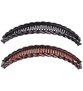 2Pcs Banana Hair Clips for Thick Curly Hair - Black and Brown Banana Clips, Vintage Clincher Comb...