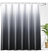 OLANLY Luxury Shower Curtain, Black Grey Ombre Shower Curtain Sets with 12 Shower Curtain Hooks, ...