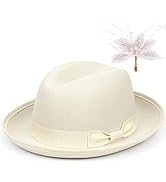 FADACHY Fedora Hats for Women,Women Classic Felt Fedora Wide Brim Hat Fashionable Dress Hats