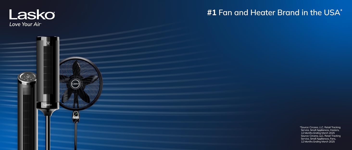 Image of lasko fans with text reading lasko love your air.