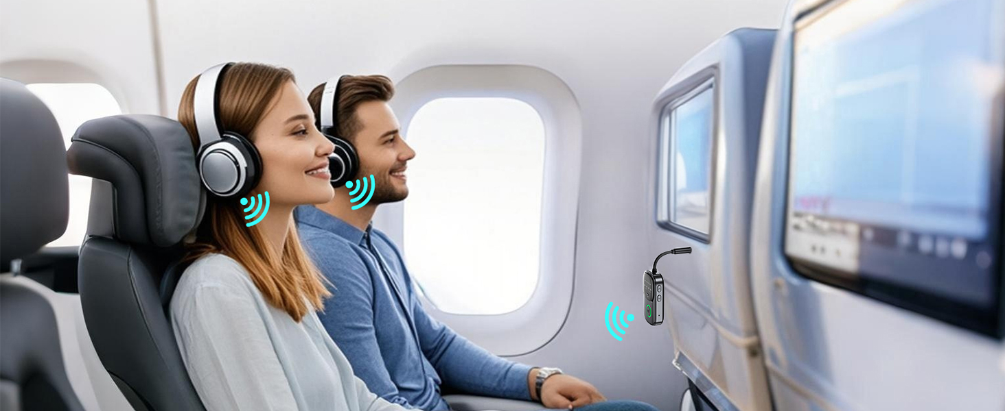 Bluetooth transmitter for airplane with dual connections