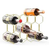 Buruis Countertop Wine Rack - 14 Bottle Wine Holder for Red White Wine Storage - Freestanding Met...