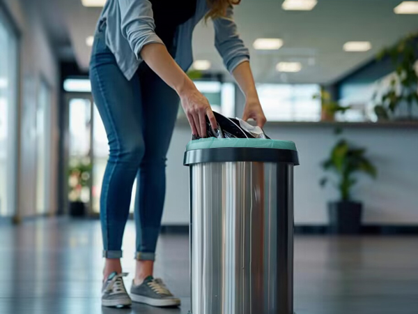 medium size trash bags in office