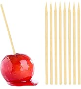 HANSGO Wooden Candy Apple Skewer Sticks, 5mm 6.25inch Birch Bamboo BBQ Caramel Apple Sticks Cotto...