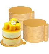 Mini Cake Boards 100Pcs, 3.5 Inch Gold Cake Boards, Mousse Cupcake Base Paper Plates Circle for C...