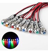 Linkstyle 8mm 12V LED Indicator Light: 8PCS Panel Mount, Waterproof Metal Dash Lighting Signal La...